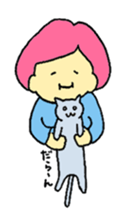 A girl and her cat sticker #13106261