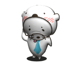 3D WHITE BEAR-SEAL sticker #13112252