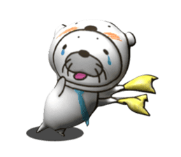3D WHITE BEAR-SEAL sticker #13112277