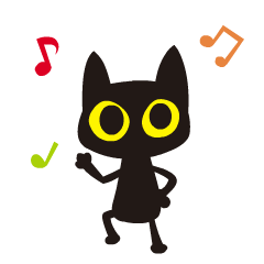 Happy animated black cat