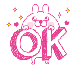 Pink love happy rabbit sticker #13116468