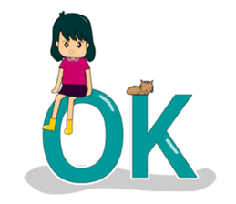 The Girl and cat sticker #13129314