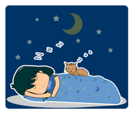 The Girl and cat sticker #13129319