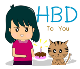 The Girl and cat sticker #13129325