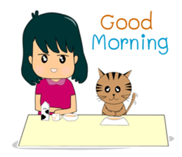 The Girl and cat sticker #13129326