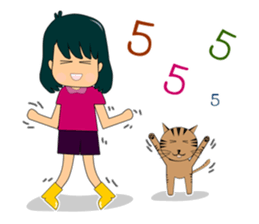 The Girl and cat sticker #13129344