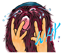 A hairy creature family sticker #13154703