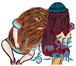 A hairy creature family sticker #13154712