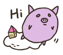 a purple pig,a cloud and house sticker #13158062