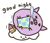 a purple pig,a cloud and house sticker #13158066