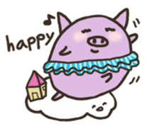 a purple pig,a cloud and house sticker #13158067