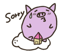 a purple pig,a cloud and house sticker #13158068