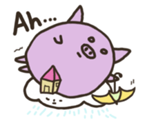 a purple pig,a cloud and house sticker #13158069
