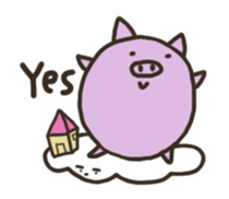 a purple pig,a cloud and house sticker #13158071