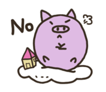 a purple pig,a cloud and house sticker #13158072