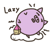 a purple pig,a cloud and house sticker #13158073