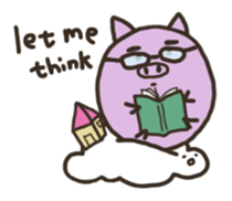 a purple pig,a cloud and house sticker #13158074