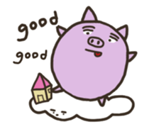 a purple pig,a cloud and house sticker #13158075