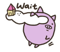 a purple pig,a cloud and house sticker #13158077
