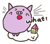 a purple pig,a cloud and house sticker #13158079