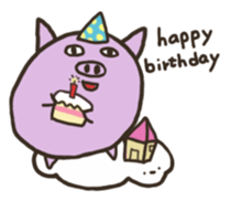 a purple pig,a cloud and house sticker #13158080