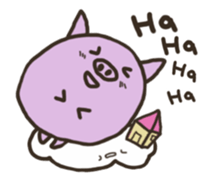 a purple pig,a cloud and house sticker #13158081