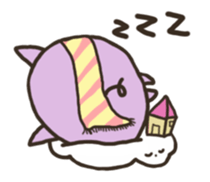 a purple pig,a cloud and house sticker #13158082