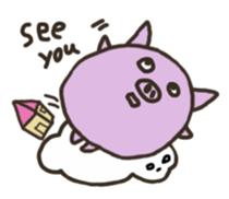 a purple pig,a cloud and house sticker #13158084
