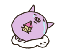 a purple pig,a cloud and house sticker #13158088