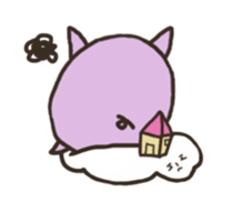 a purple pig,a cloud and house sticker #13158089