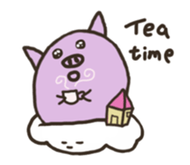a purple pig,a cloud and house sticker #13158090