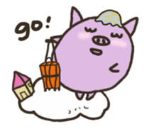 a purple pig,a cloud and house sticker #13158093