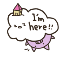 a purple pig,a cloud and house sticker #13158096