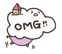 a purple pig,a cloud and house sticker #13158097