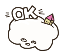 a purple pig,a cloud and house sticker #13158098