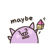 a purple pig,a cloud and house sticker #13158101