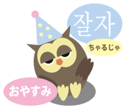 Korean and Japanese that owl speak sticker #13158422