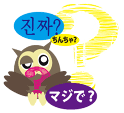 Korean and Japanese that owl speak sticker #13158437