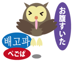 Korean and Japanese that owl speak sticker #13158445