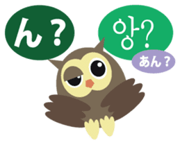 Korean and Japanese that owl speak sticker #13158456