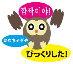 Korean and Japanese that owl speak sticker #13158458