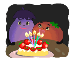 eggplant and tomato(Animated Stickers) sticker #13166729
