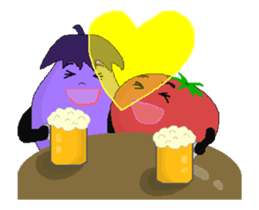 eggplant and tomato(Animated Stickers) sticker #13166746