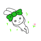 ribbon rabbit (green) sticker #13170428