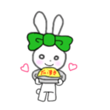 ribbon rabbit (green) sticker #13170433