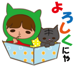 Boxed cat hood sticker #13171796