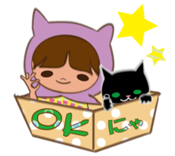 Boxed cat hood sticker #13171802