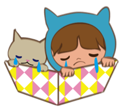 Boxed cat hood sticker #13171809