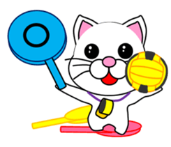 A white cat which plays dodgeball sticker #13187698