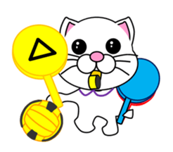 A white cat which plays dodgeball sticker #13187699